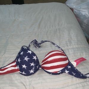 Push up american flag bathing suit top